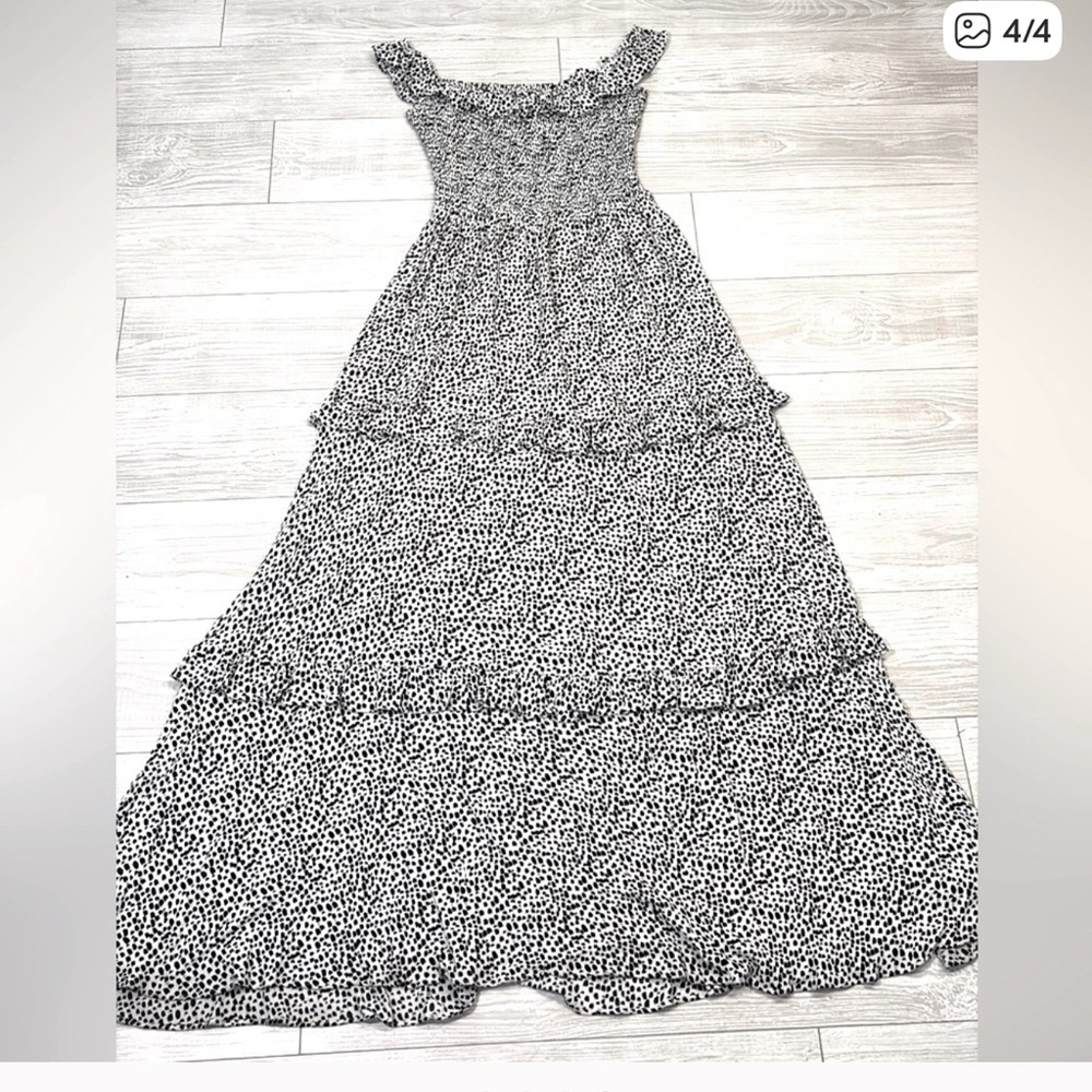 Express Black and White Patterned Midi Dress